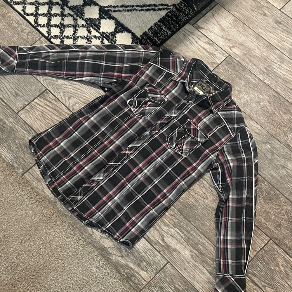 BKE Black and Red Plaid Shirt